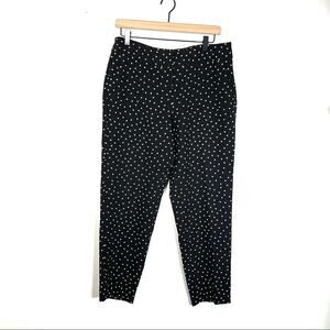 Ann Taylor signature black with tan polkadots straight leg casual pants size 8
